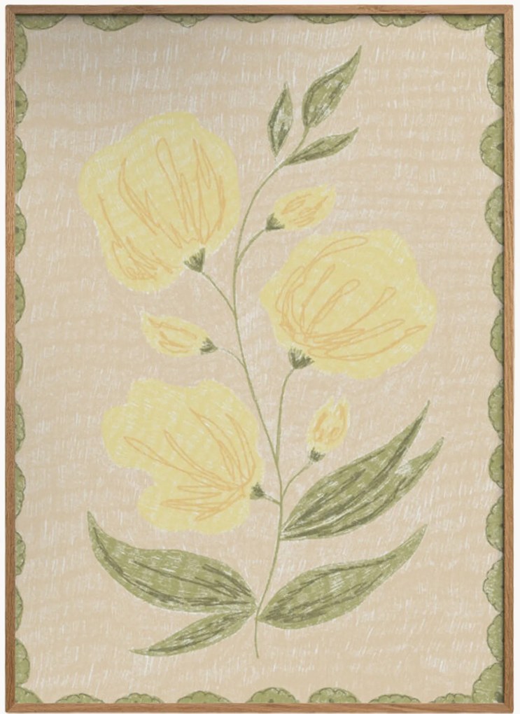 Ingelijste digitale print Butter Yellow Flowers No. 03