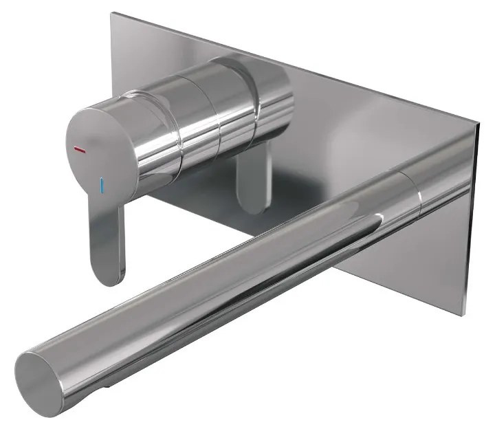 Brauer Chrome Edition ColdStart wastafelkraan inbouw rechte uitloop met achterplaat model D2 chroom