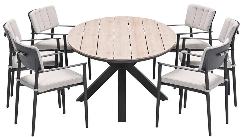 Garden Impressions Dane tuinset 7-delig - Tulli tuintafel 220x115xH75 cm - light teak vironwood
