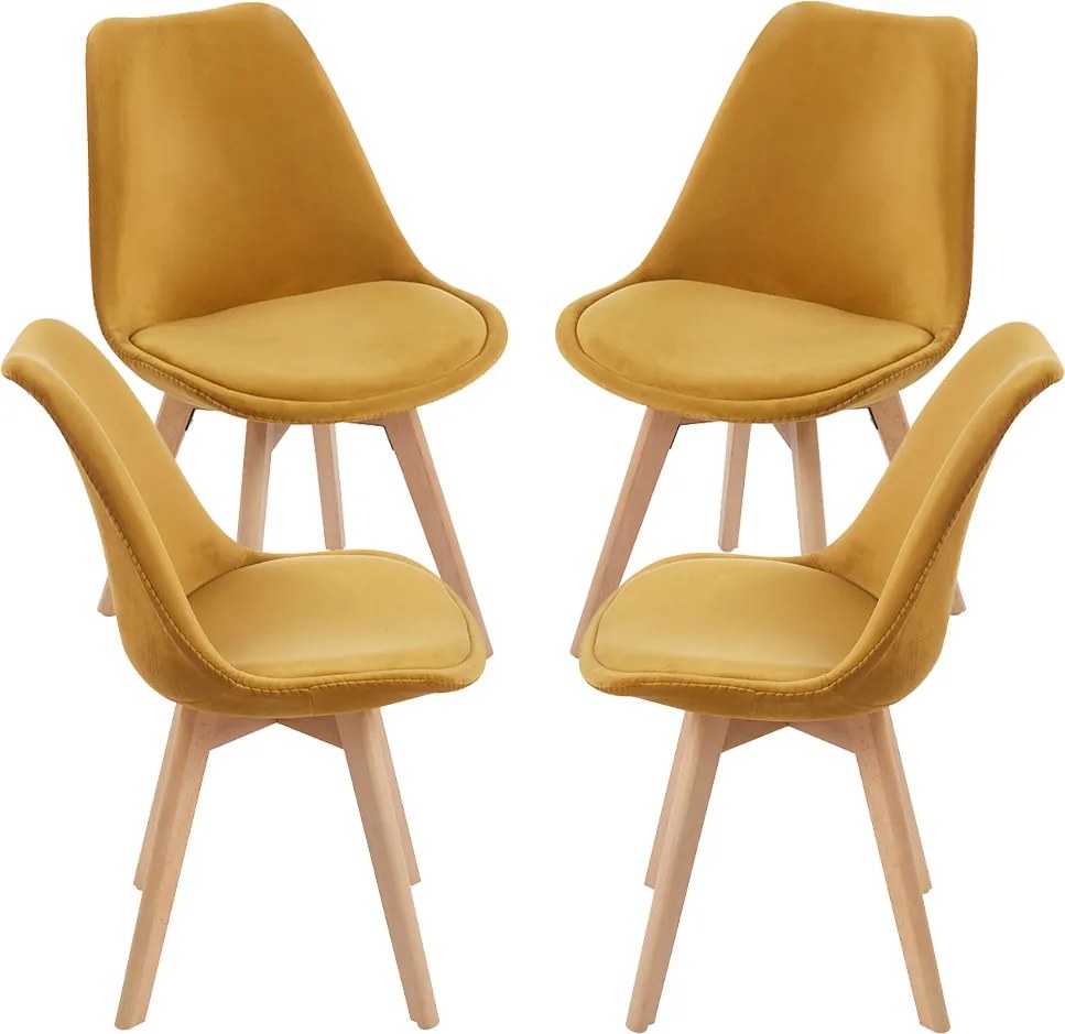 Set 4 Synk Fluwelen Stoelen