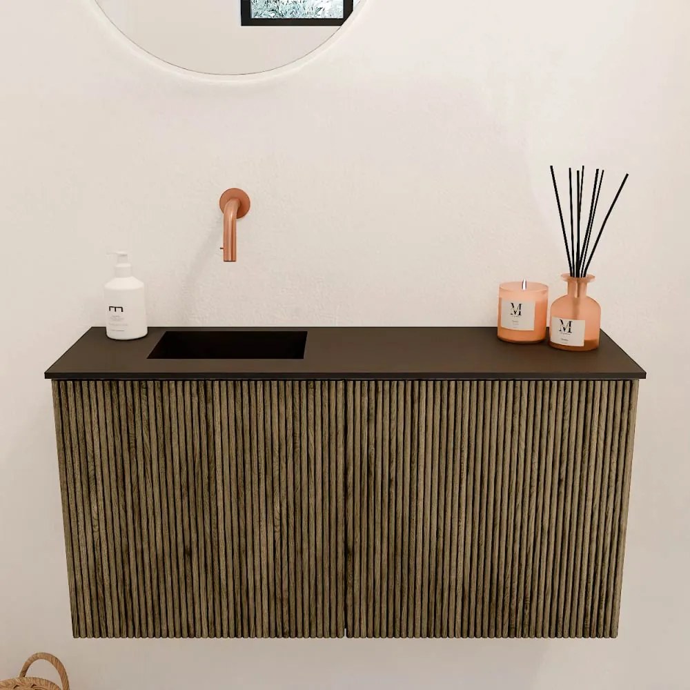 Mondiaz Joya 80cm toiletmeubel dusk met wastafel faye links zonder kraangat urban