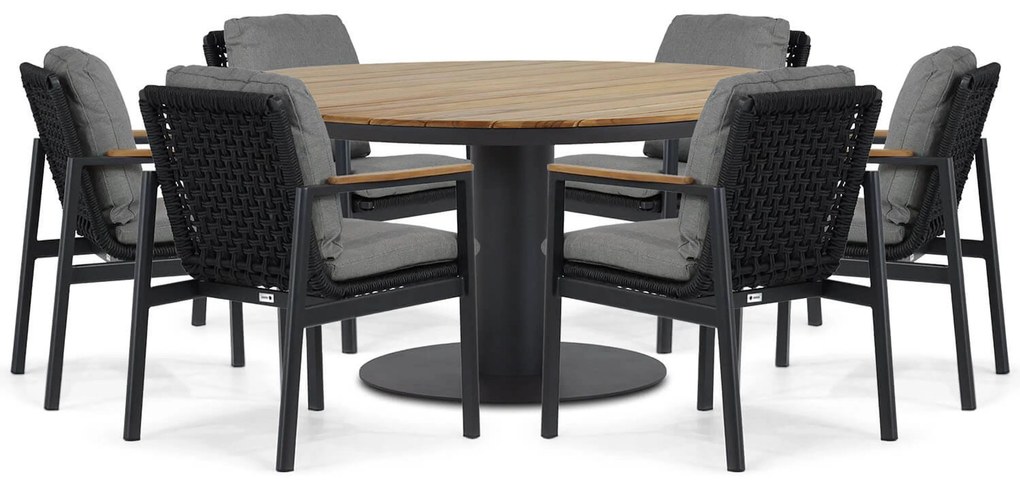 Tuinset Ronde Tuintafel 6 personen 160 cm Aluminium/rope Grijs  Coco Ralph/Salerno