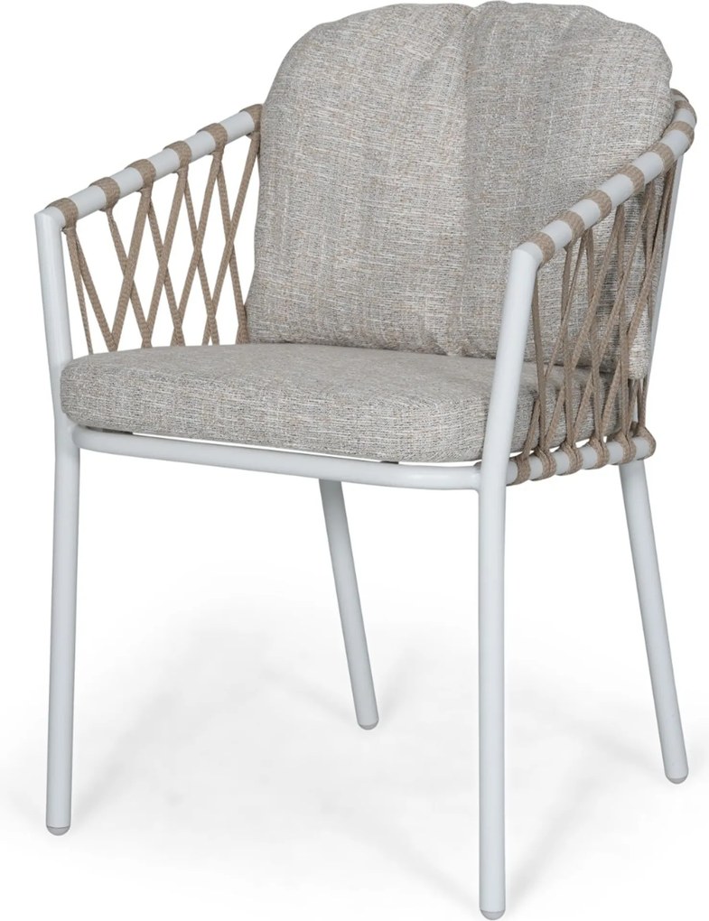 Tuinset Ronde Tuintafel 6 personen 150 cm Rope Wit  Lifestyle Garden Furniture Morano/Arancia