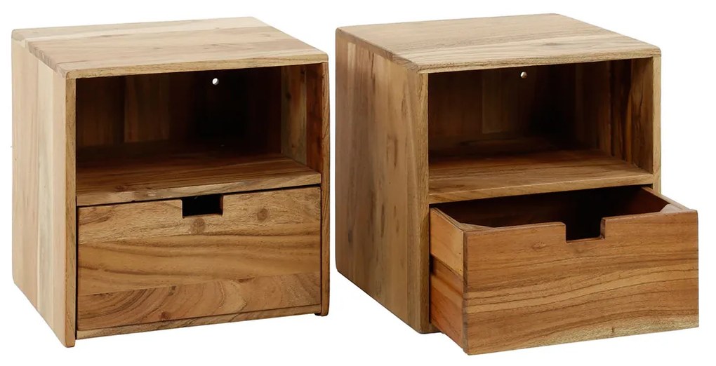 Hangende Nachtkastjes Hout (set Van 2) - 30x25x30cm.