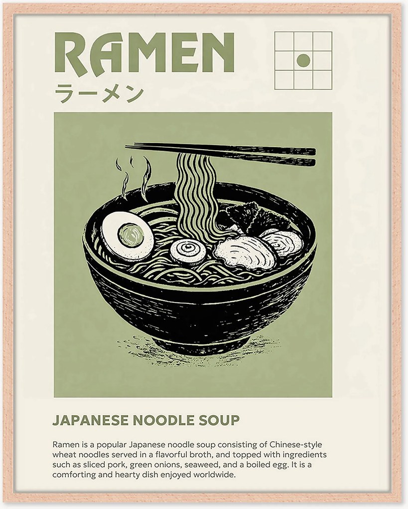Ingelijste digitale print Ramen, handgemaakt