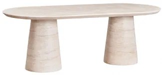 Ovale Eettafel In Cement Met Travertijnlook (220x95 Cm) Noemi Travertine - Sklum