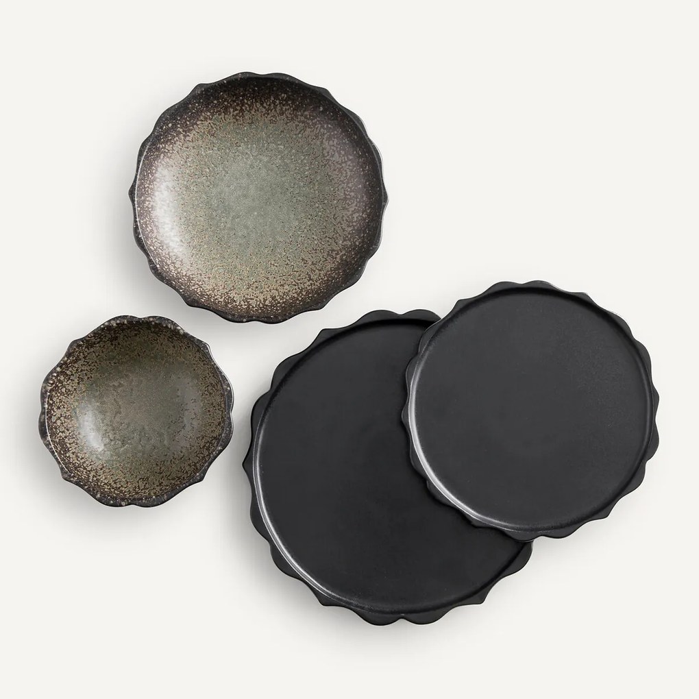 Set van 4 dessertborden in geëmailleerd aardewerk, Arigato