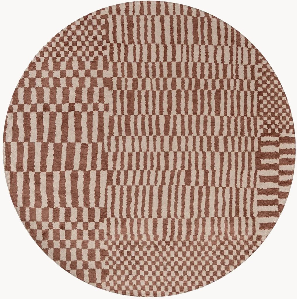 Rond jacquard in- & outdoor vloerkleed Berber, wasbaar