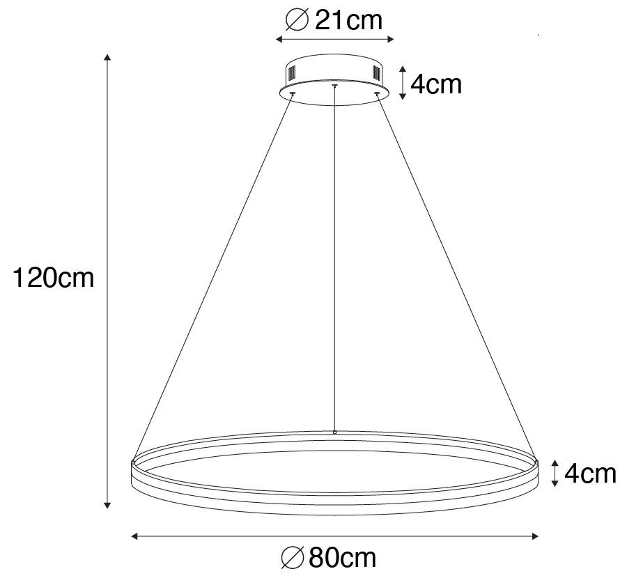 Design hanglamp wit 80 cm incl. LED 3-staps dimbaar - Anello