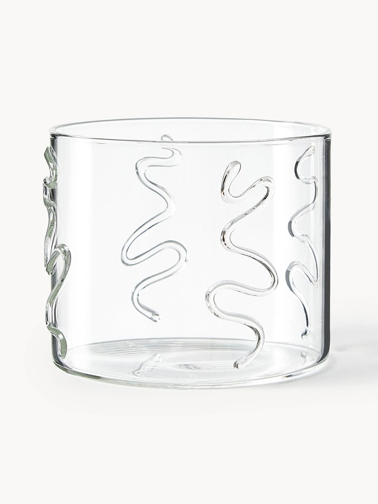 Mondgeblazen waterglazen Doodle met structuurpatroon, 2-delig