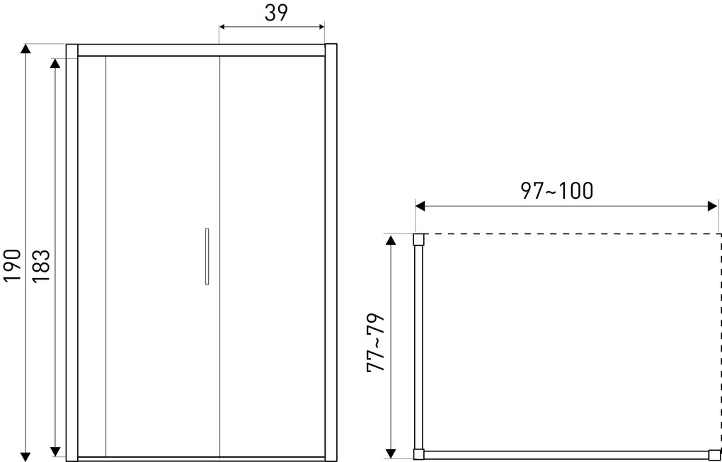 Kerra Silves douchecabine 100x80cm zwart