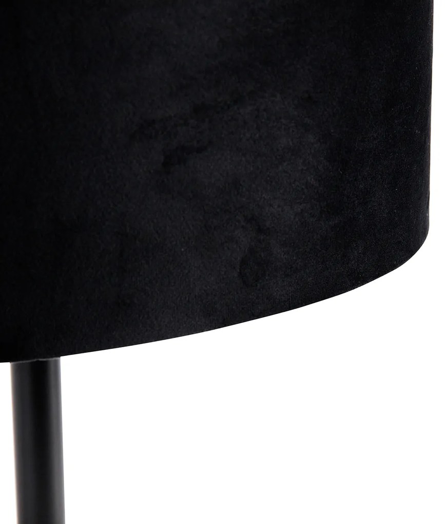 Tafellamp zwart met ovale velours kap zwart 35cm - Simplo Modern, Klassiek / Antiek E27 rond Binnenverlichting Lamp