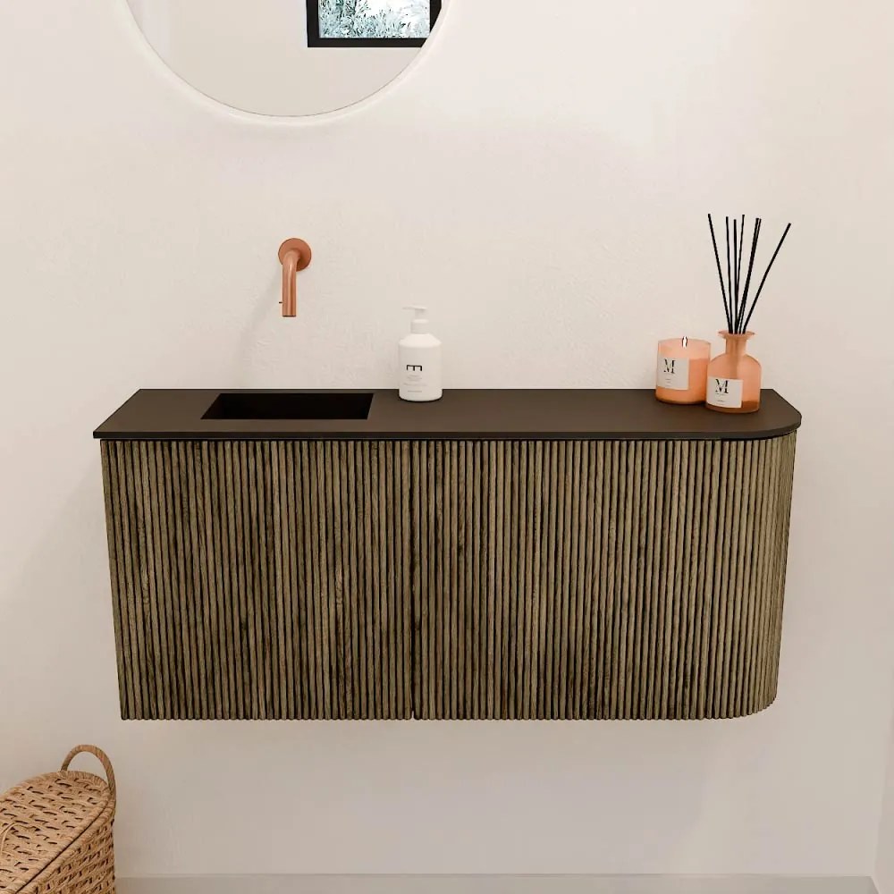 Mondiaz Joya 90cm toiletmeubel ronding rechts dusk met wastafel faye links zonder kraangat urban