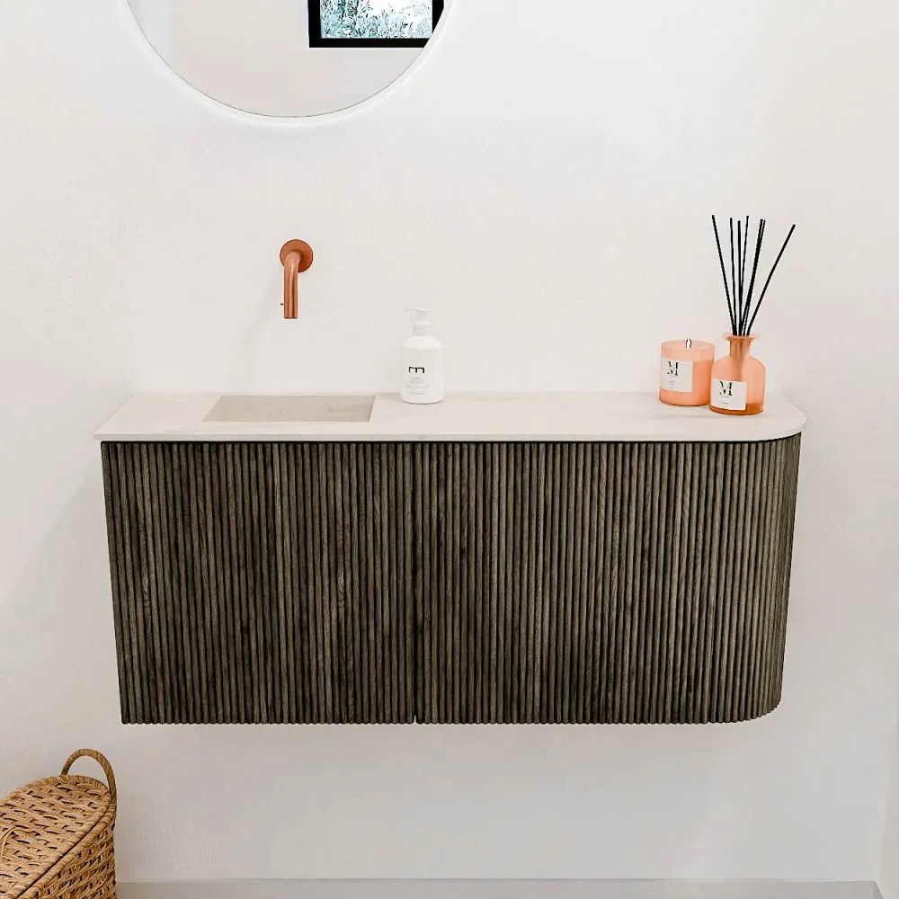 Mondiaz Joya DLux 90cm toiletmeubel ronding rechts shadow met wastafel faye links zonder kraangat meli