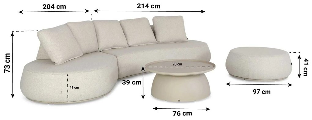 Loungeset tuin 4 personen Outdoor textiel Grijs Lifestyle Garden Furniture Lugo