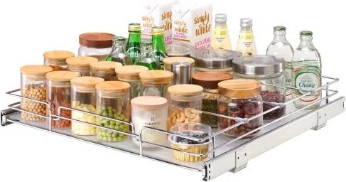 VEVOR Uitschuifbaar Kruidenrek 537x533x85 mm Keukenkastje met Schuiflade Kruidenrek Keukenkastje Organizer Onderkastplank 567x563x185 mm (Installatieafmetingen)