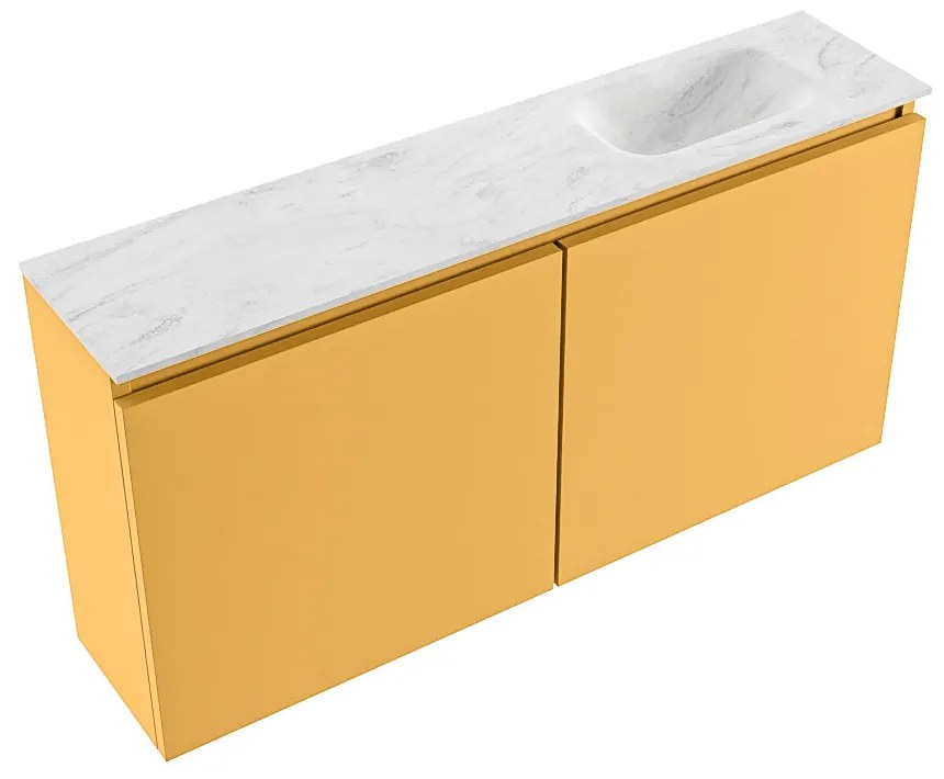 Mondiaz Ture DLux toiletmeubel 100cm ocher met wastafel opalo rechts met kraangat