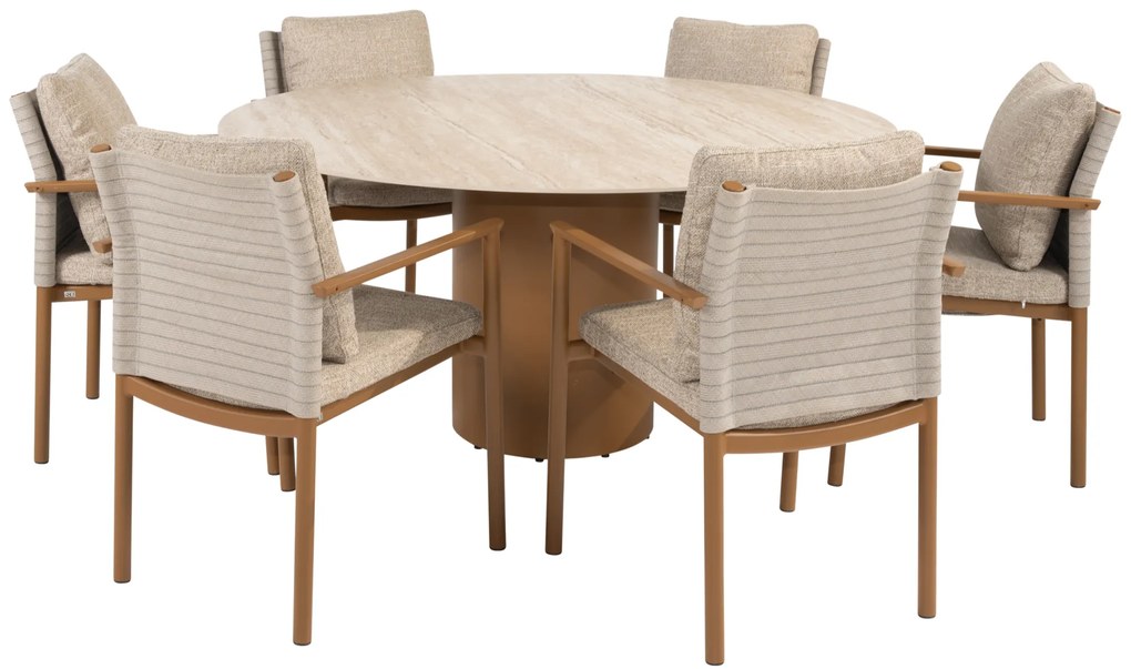 Colorado Safina dining tuinset 160xH75 cm rond 7 delig keramiek amber 4 Seasons Outdoor