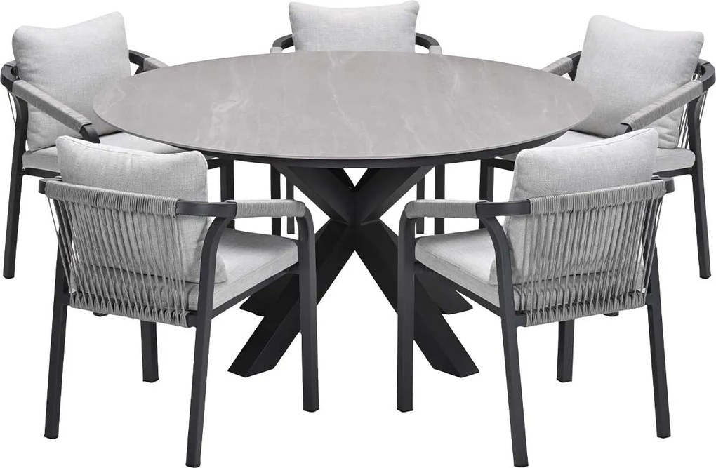 Garden Impressions Tarera tuinset 6-delig - Duuk tuintafel Ø150 cm