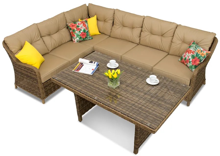 Tuinhoek met tafel Toledo Comida 5 bruin Tuinpunt