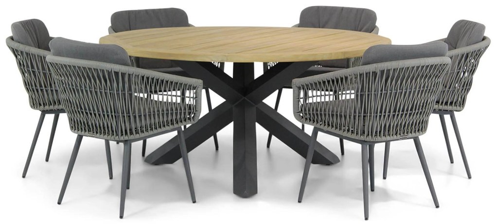 Tuinset Ronde Tuintafel 6 personen 160 cm Rope Grijs Lifestyle Garden Furniture Western/Rockville