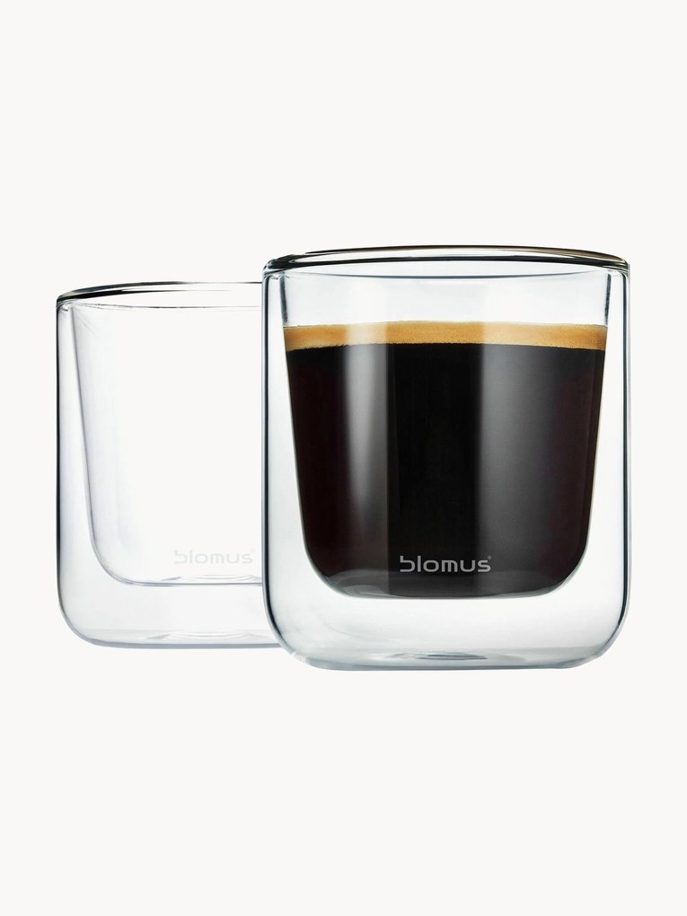 Dubbelwandige glazen bekers Nero, 2 stuks
