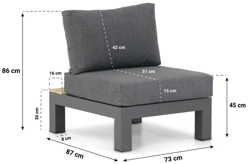 Hoek loungeset 6 personen Aluminium/Teak Grijs  Lifestyle Garden Furniture Ravalla/Seaside