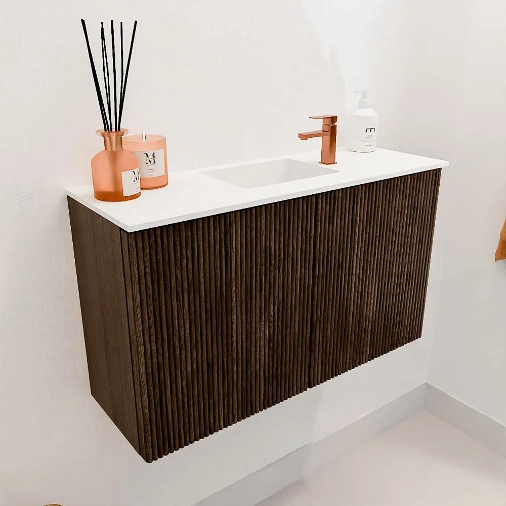 Mondiaz Joya 70cm toiletmeubel walnut met wastafel faye midden 1 kraangat talc