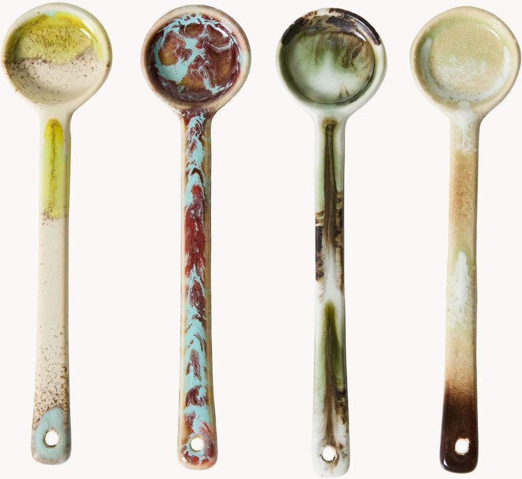 Handgemaakte lepels Reactive Glaze 70's, 4-delig