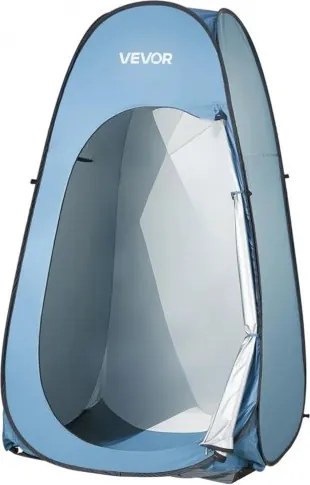 VEVOR Pop-up Douchetent (1219 x 1219 x 2134 mm) Waterdichte Toilettent met Omkleedruimte, inclusief Haringen, Touwen, Draagtas & Ophangtas, Gemaakt van 190T Polyester voor Kamperen, Strand, Vissen, Blauw
