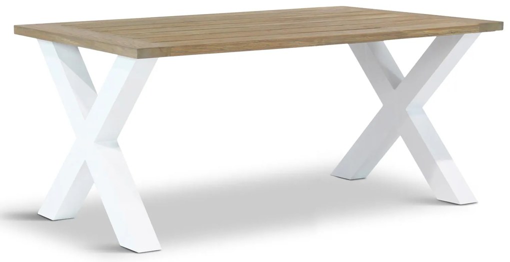 Dining Tuintafel rechthoekig 180 x 100 cm Aluminium/teak Wit Cardiff