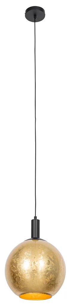 Design hanglamp zwart met goud glas - Bert