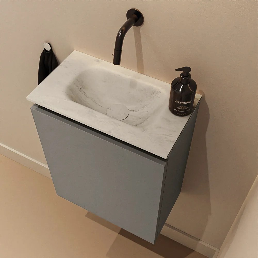 Mondiaz Ture DLux toiletmeubel 40cm smoke met wastafel opalo midden zonder kraangat