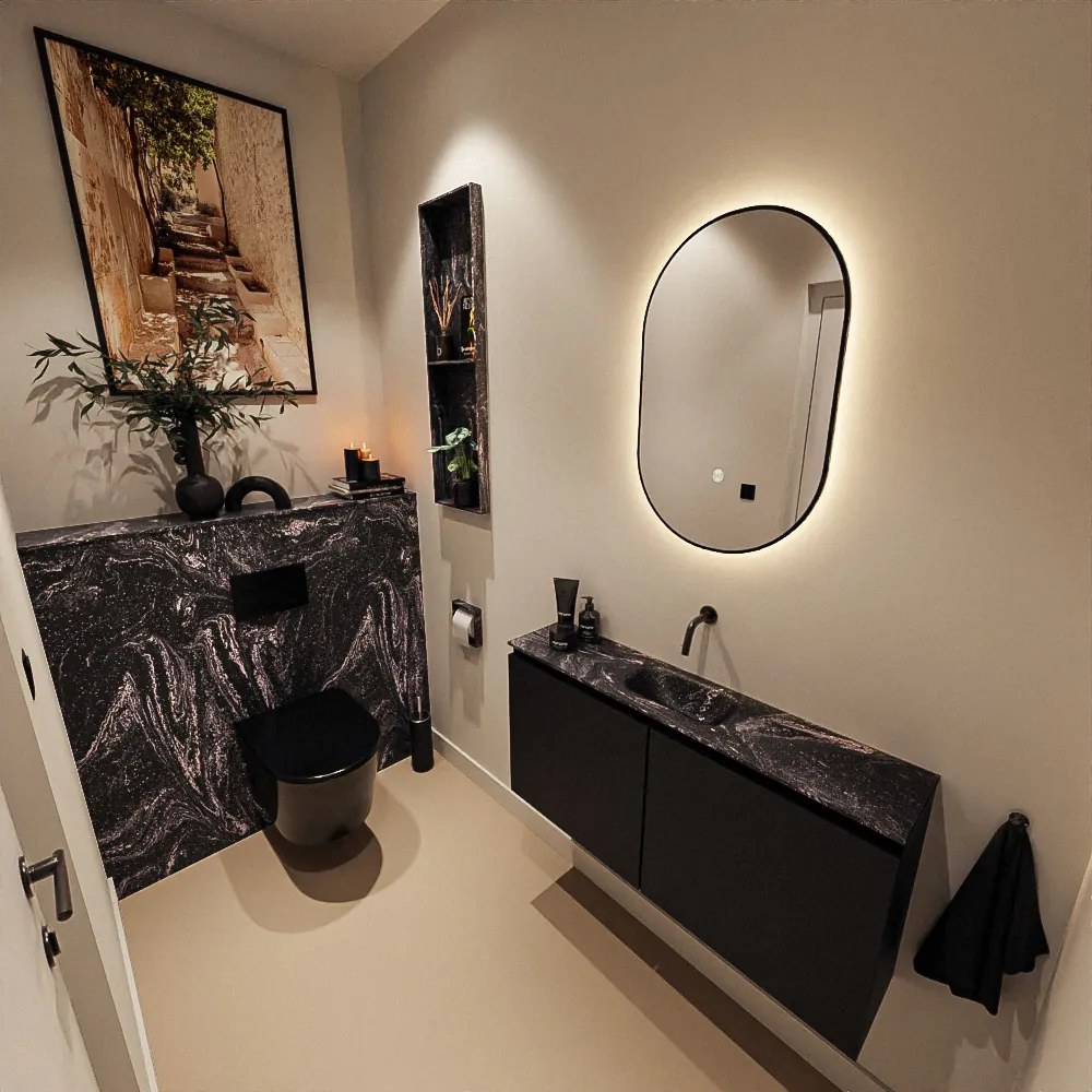 Mondiaz Ture DLux toiletmeubel 100cm urban met wastafel lava midden zonder kraangat