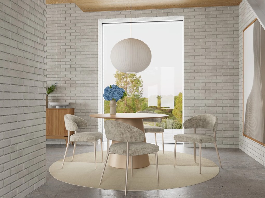 IRIS Beige (stof Juto 4) / grijs-beige frame (kashmir) – MODERNE GESTOFFEERDE STOEL VOOR WOONKAMER/EETKAMER BOHO