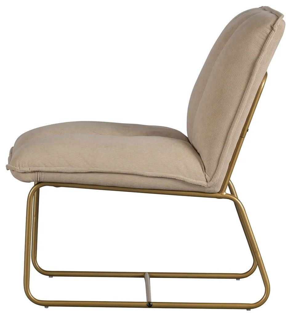 Woood Fie Fauteuil Zand Ribstof Met Goud