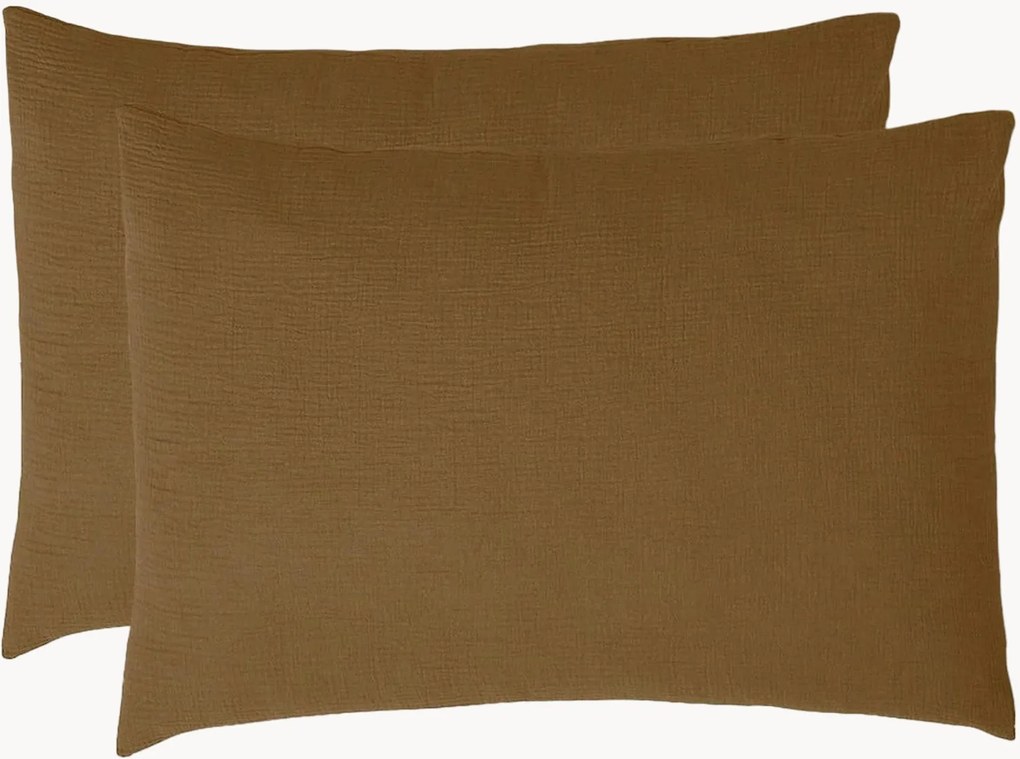Handgemaakte katoenen mousseline kussenhoezen Carla, 2-delig