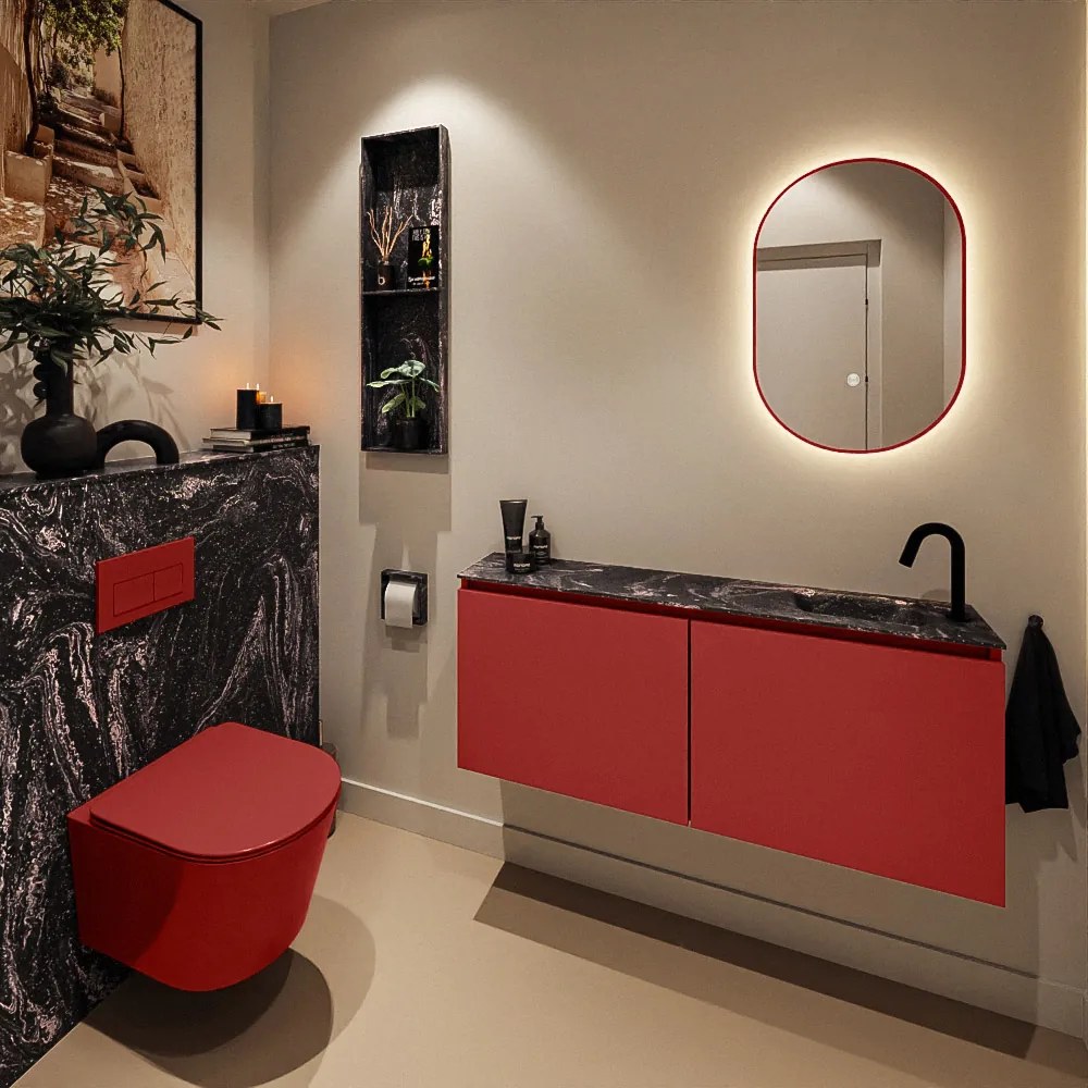 Mondiaz Ture DLux toiletmeubel 120cm fire met wastafel lava rechts met kraangat