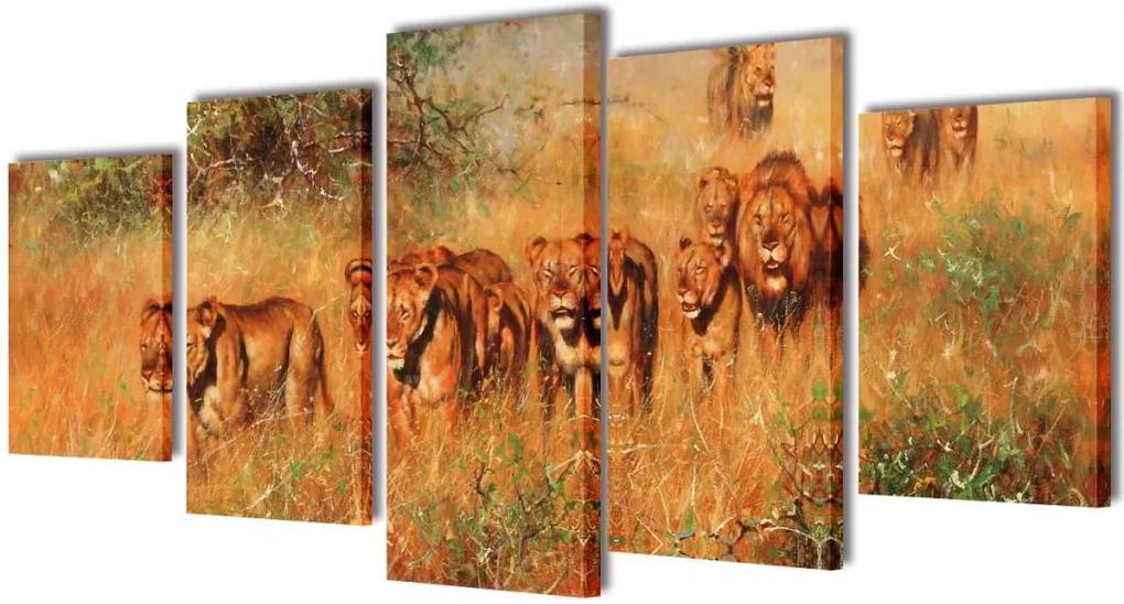 Canvasdoeken Leeuwen 200 x 100 cm