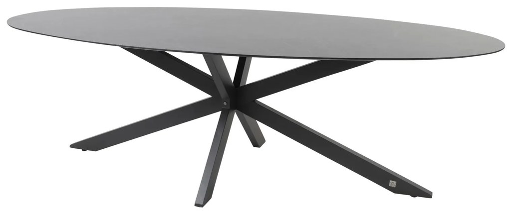 4 Seasons Outdoor Privada tafel met ellips HPL blad slate anthracite 240 x 107 cm SALE Tuintafel antraciet weerbestendig