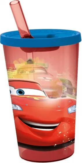 Drinkbeker met rietje Cars rood/blauw 450 ml