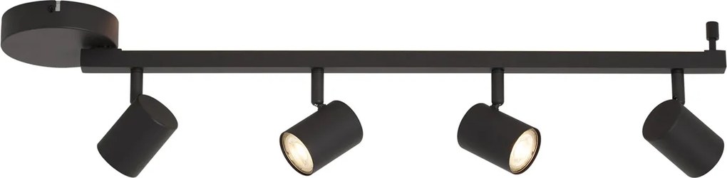 Moderne plafondspot zwart GU10 50mm 4-lichts incl. backlight en 3-way switch - Back Up