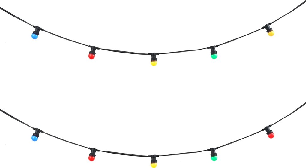 Lichtsnoer zwart koppelbaar met stekker 6m incl. E27 multicolor 10-lichts IP64 - Lubber