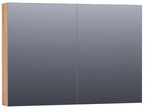 Saniclass Plain Spiegelkast - 100x70x15cm - 2 links/rechtsdraaiende spiegeldeuren - MFC - old castle SK-PL100OC