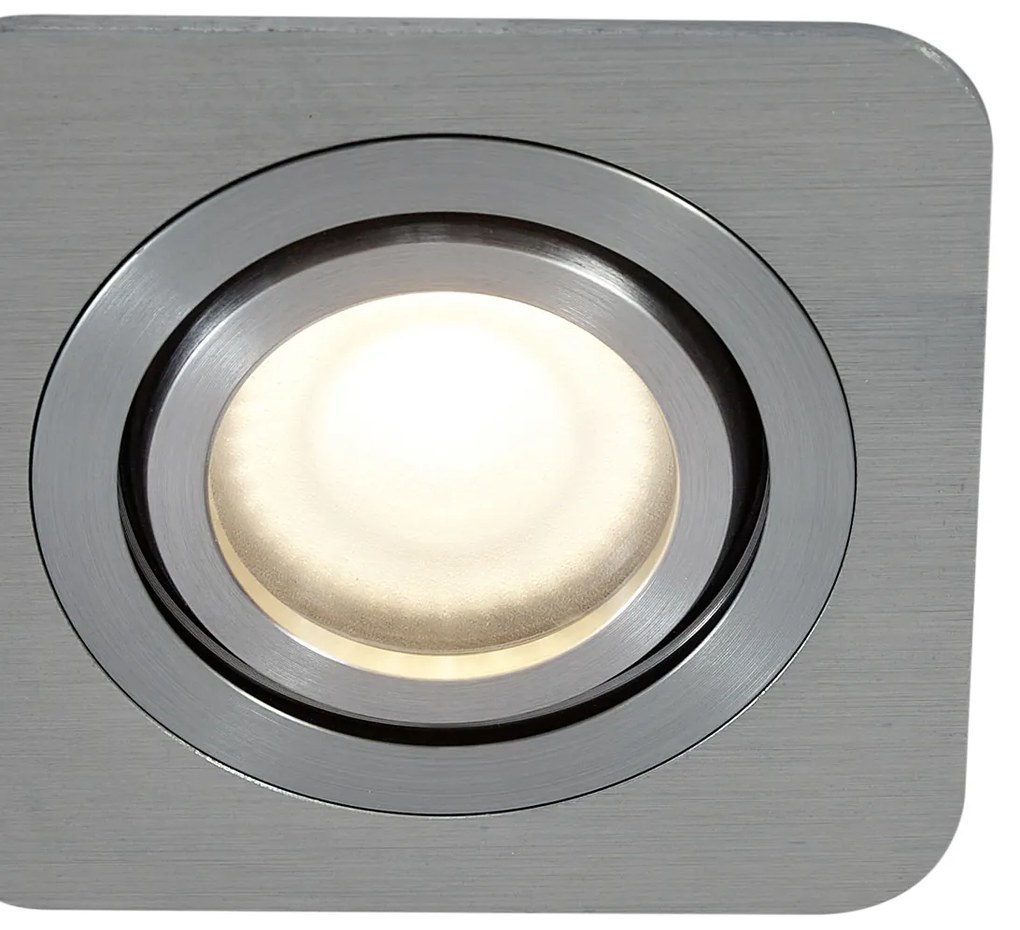 Buitenlamp Set van 6 afgeronde inbouwspots gunmetal GU10 50mm draai- en kantelbaar IP44 - Alberto Modern GU10 IP44 Buitenverlichting vierkant Lamp