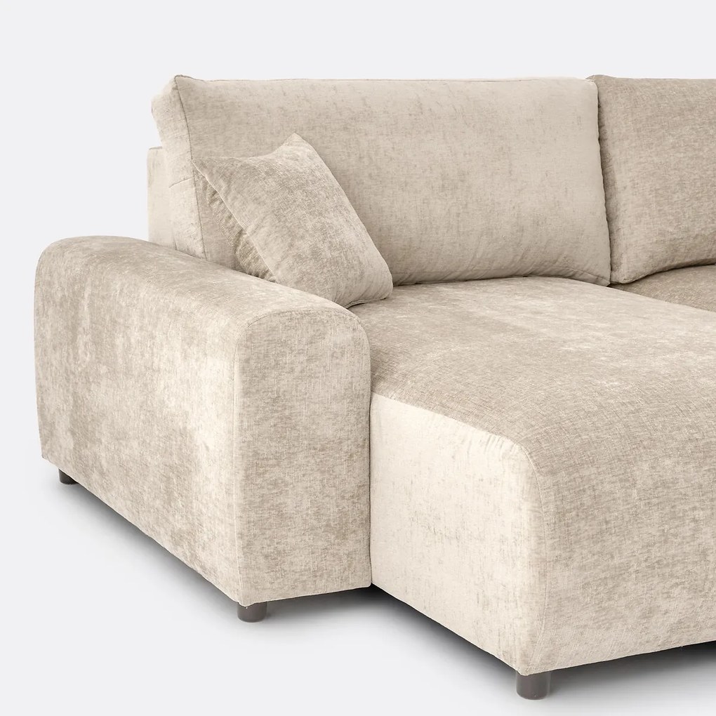 Omkeerbare hoekbank, omvormbaar, met box, in gevlamde chenille, GALENE