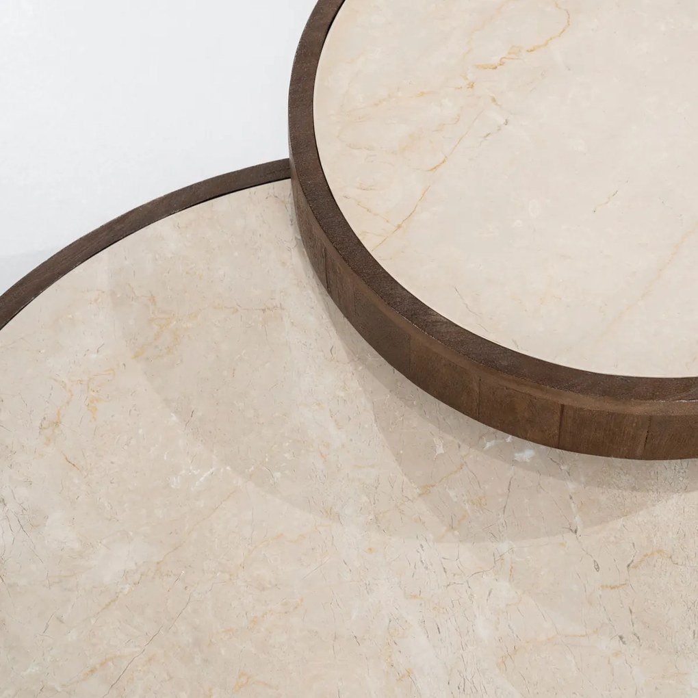 Hout En Marmer Salontafel Set Rond
