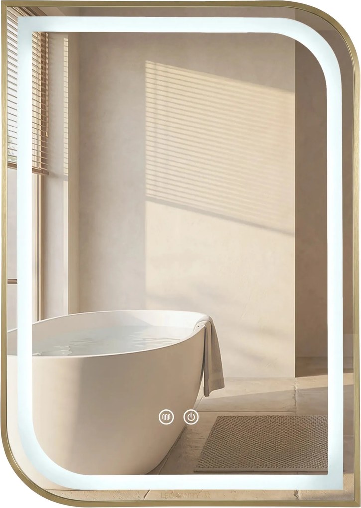 LED Spiegel ZONE 70X50 BRUSH GOLD