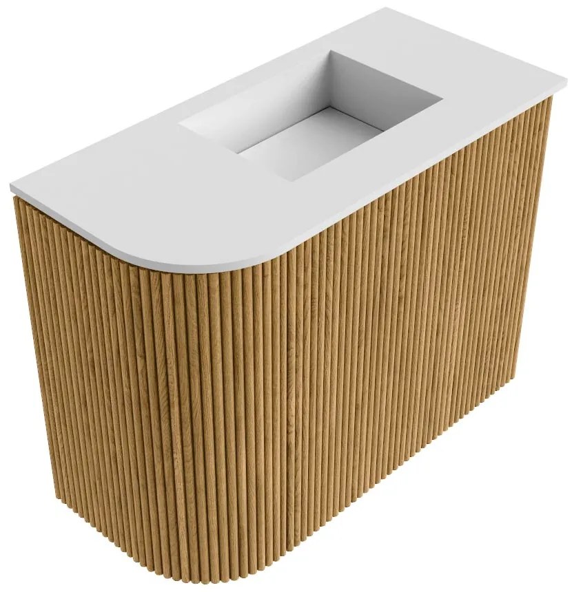 Mondiaz Joya 50cm toiletmeubel ronding links oak met wastafel faye rechts zonder kraangat talc