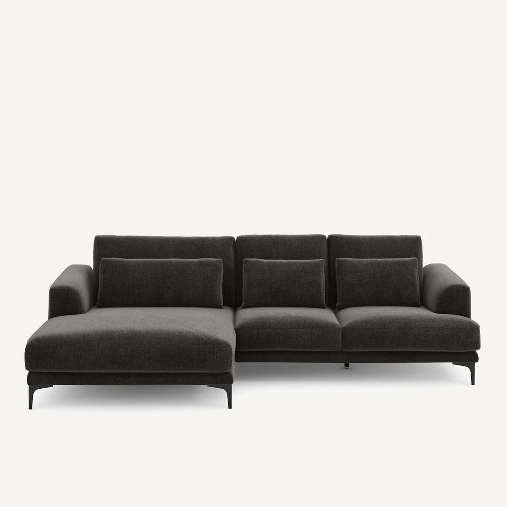 XL hoekbank links in chenille fluweel, MARSILE